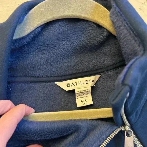 Athleta asymmetrical fleece lined cowl neck pullover sweatshirt size LP athletic - Picture 5 of 7